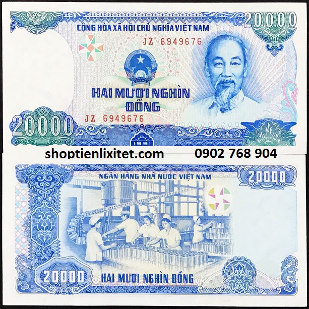 Tiền Giấy 20k Cotton Việt Nam 1991