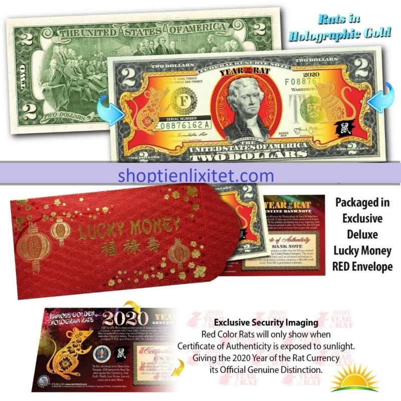 Tiền 2 USD Con Chuột Mạ Vàng 2020