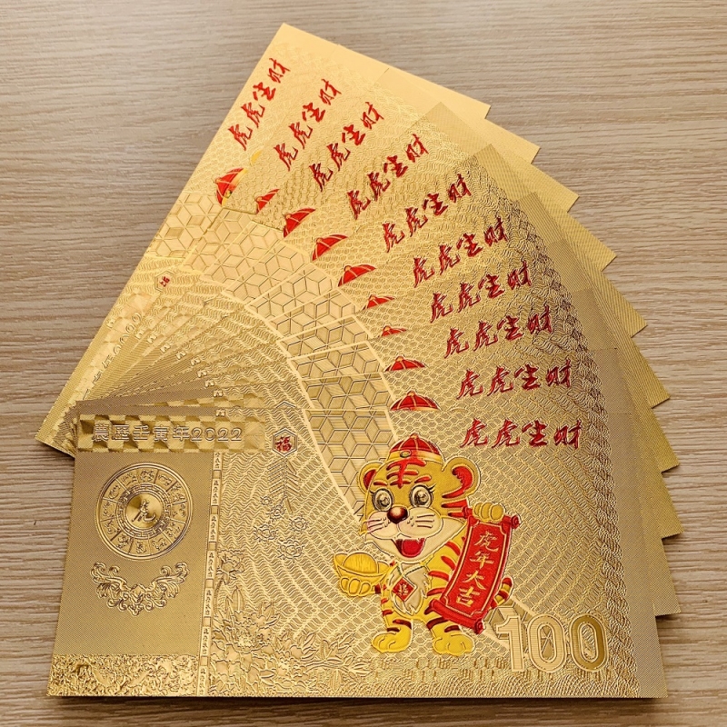 Combo 10 Tờ Tiền Con Hổ Plastic Mạ Vàng Đài Loan